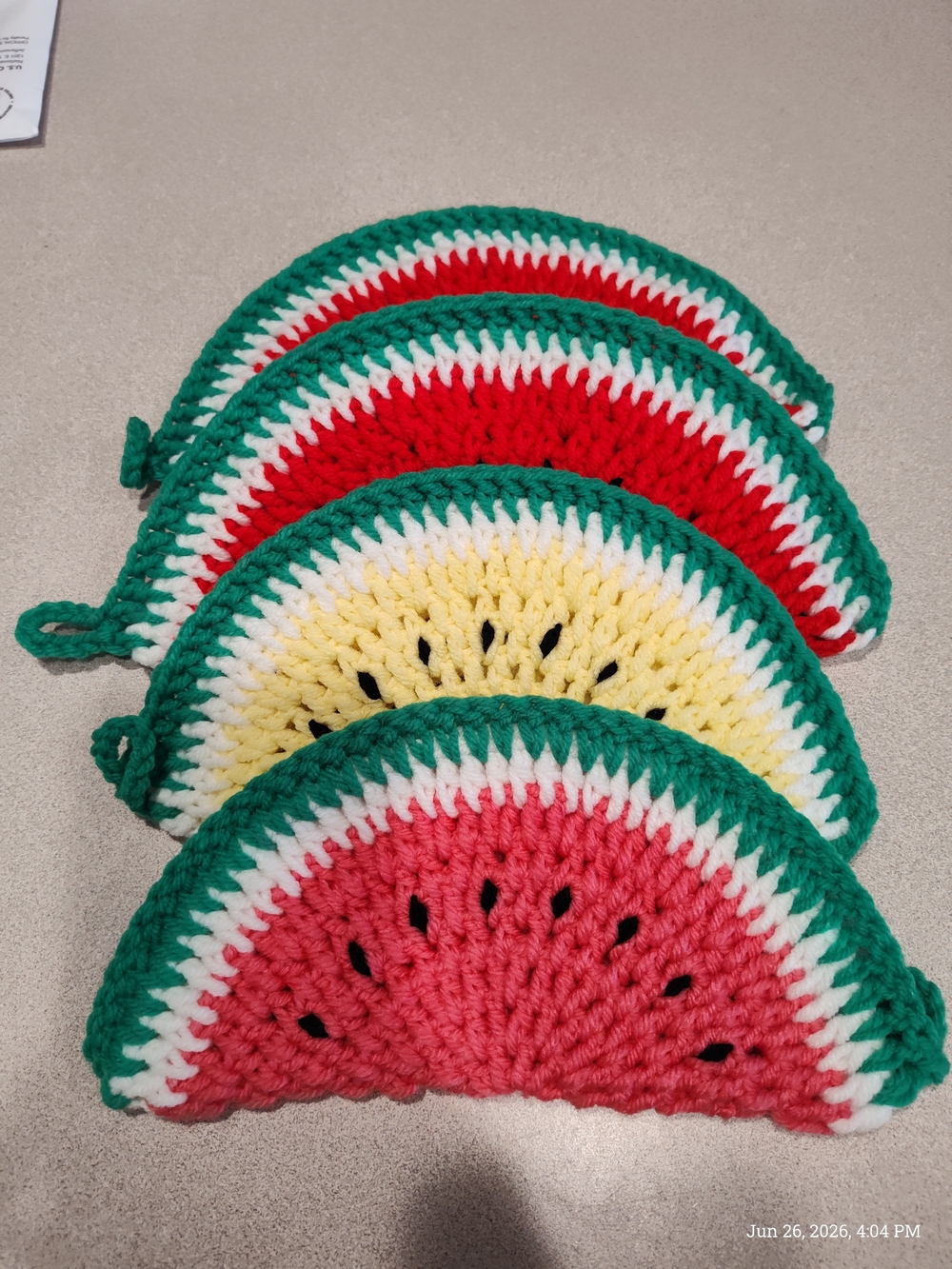 Handmade Crocheted Fruit Slice Coasters - Assorted Colors